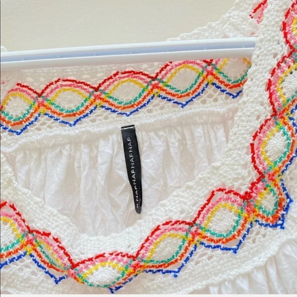 NAF NAF - White Multicolour Boho Crochet Top - Picture 2 of 3